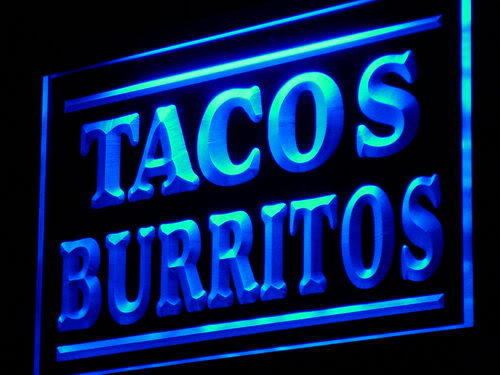 Tacos Burritos Supply Display Adv neon Sign